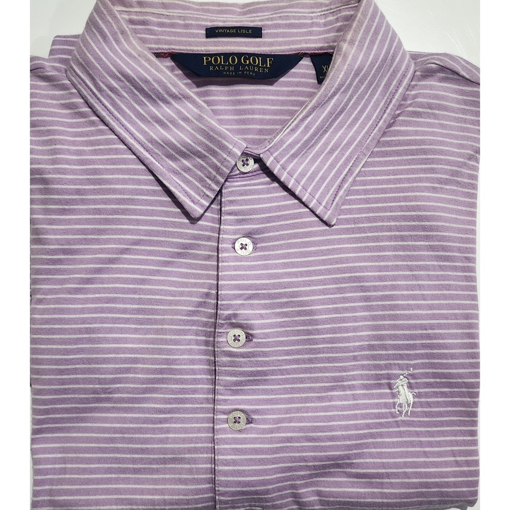Polo Golf Men's Ralph Lauren Vintage Lisle Purple Stripe Polo Shirt Size XL